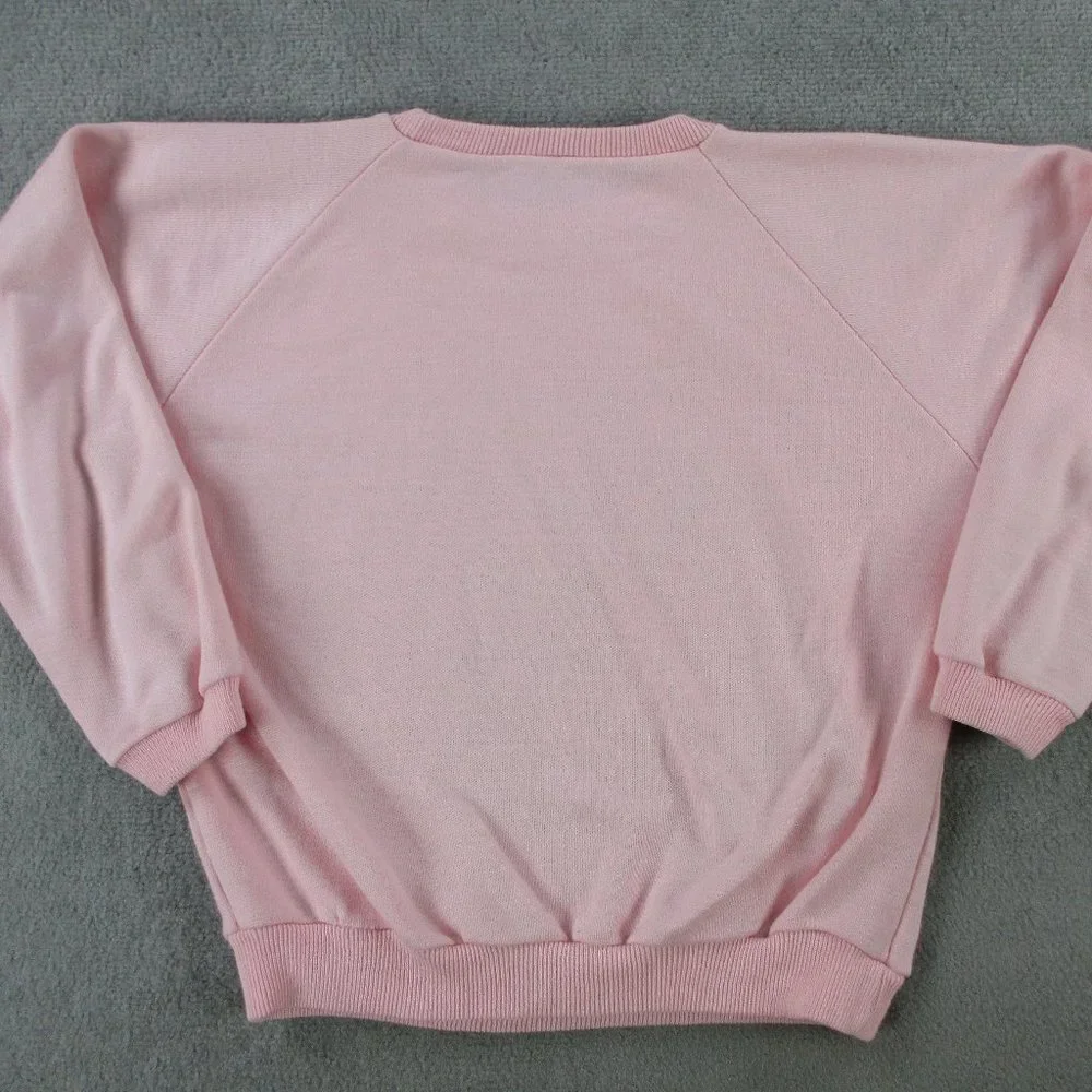 VINTAGE Aladdin Sweater Girls L Pink Genie Lamp Jasmine Monkey Youth Sweatshirt - Picture 3 of 15
